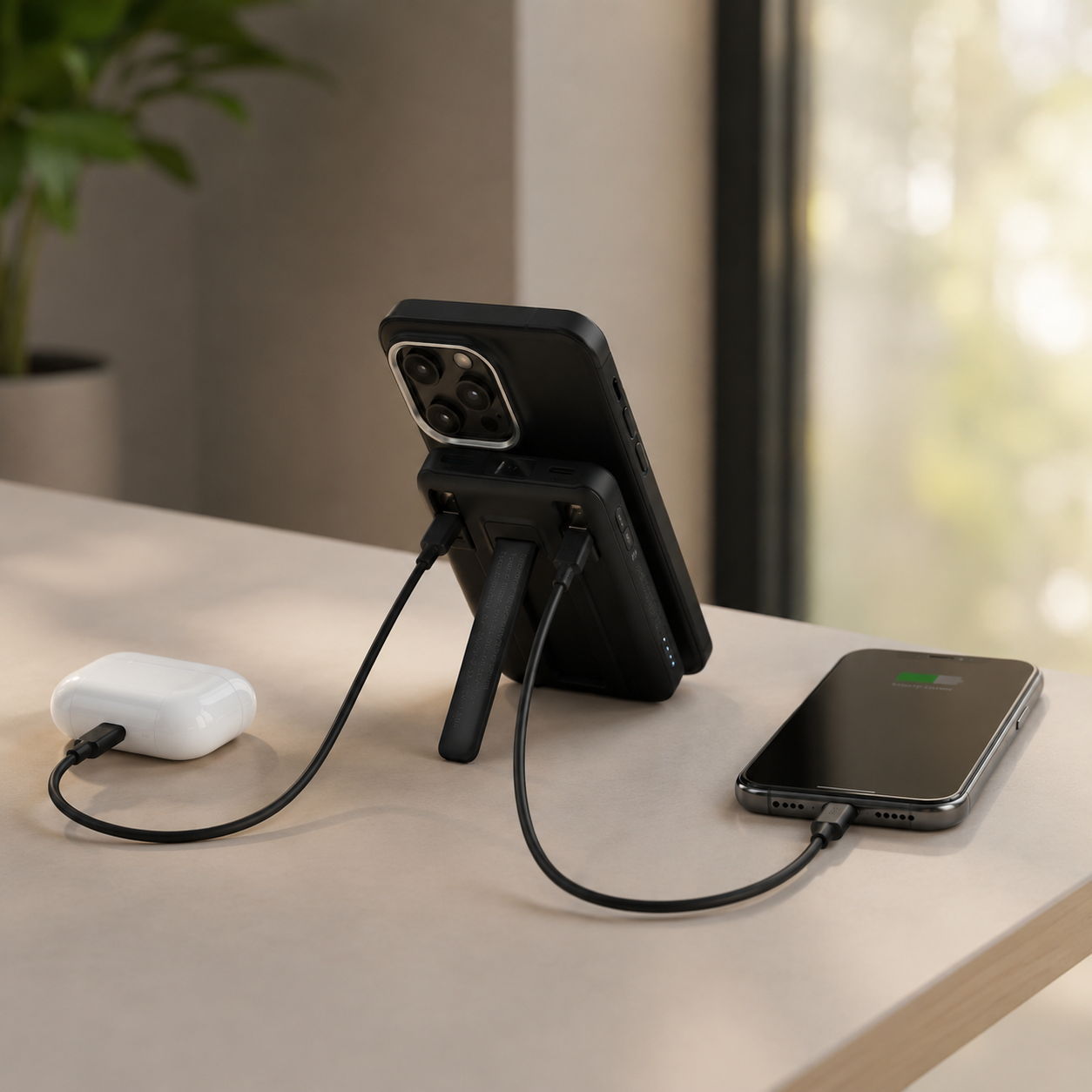 Charge your phone and watch your show at the same time — no more holding your phone up